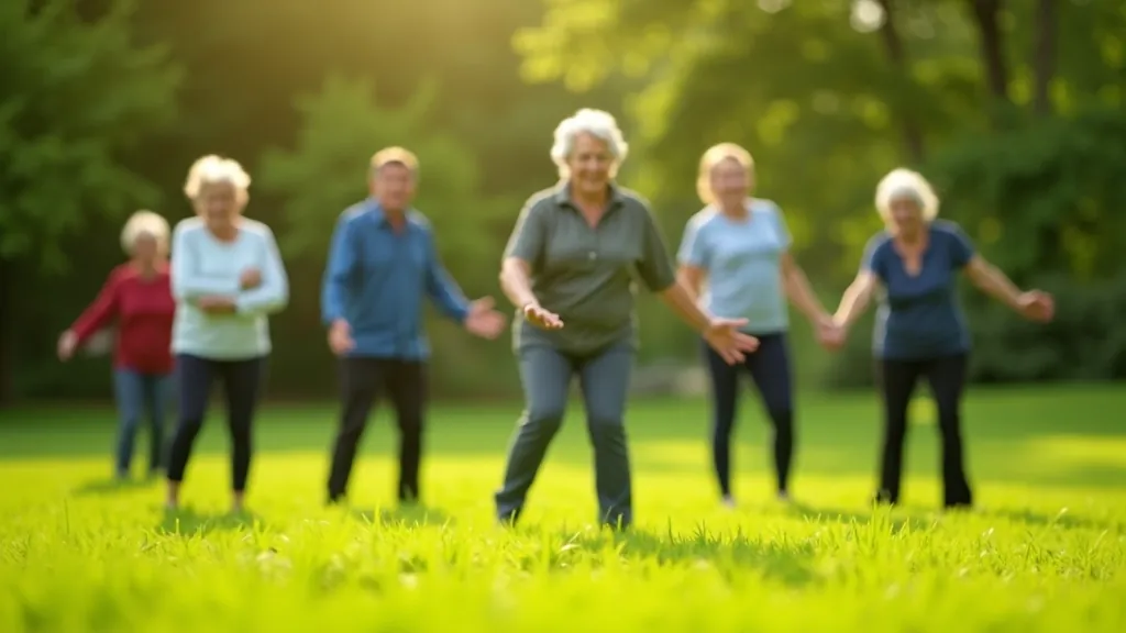 Outdoor fitness group stretching